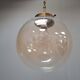 Midcentury Brass and Smoked Bubble Glass Pendant by Kamenický Šenov, 1960s