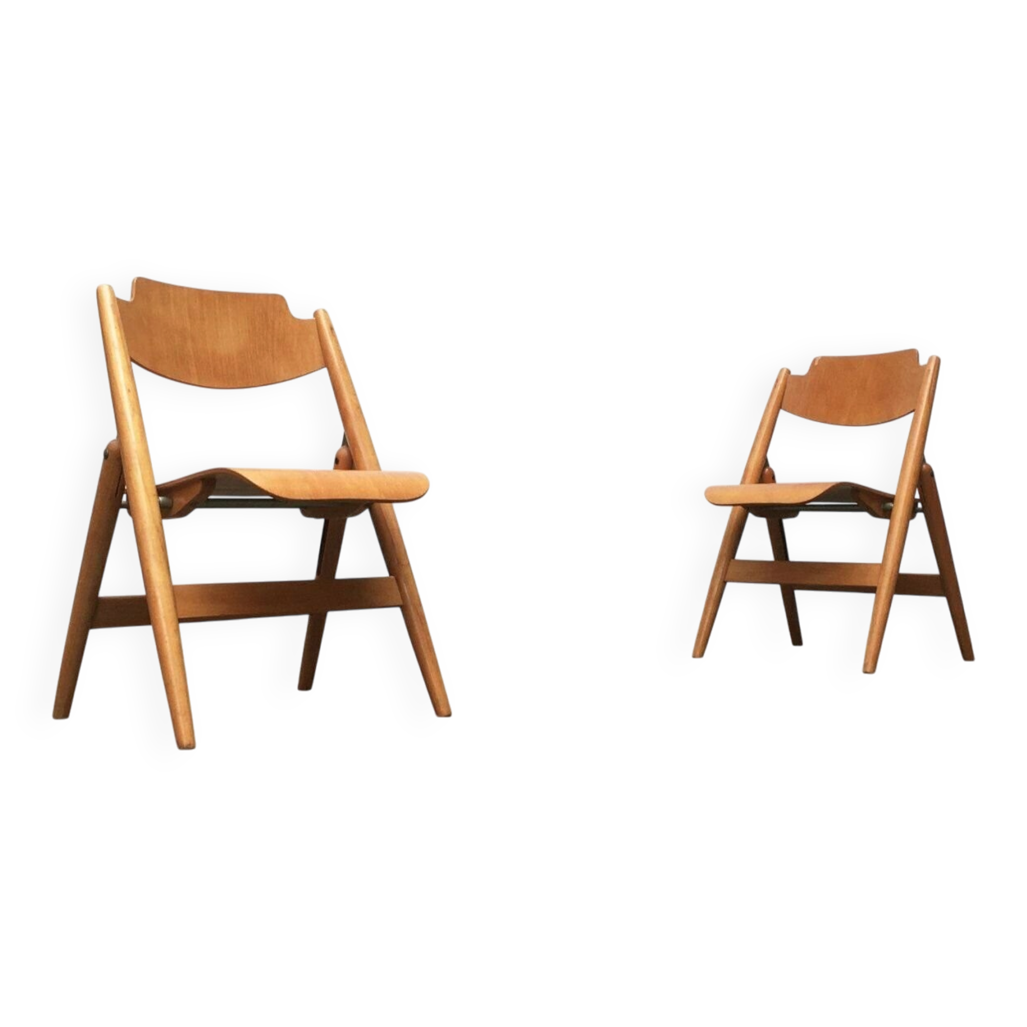 Set of folding chairs for children SE 18 German mid-century by Egon Eiermann for Wilde+Spieth, 1950s