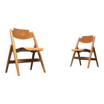 Set of folding chairs for children SE 18 German mid-century by Egon Eiermann for Wilde+Spieth, 1950s