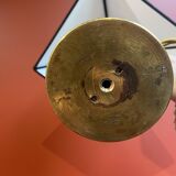 Brass shell socket lamp from the 1st WW, black pyramidal lampshade in Carlucci linen.