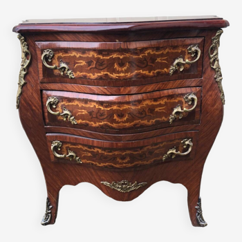 Commode style Louis XV marqueterie sauteuse