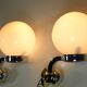 Pair of "GLOBE" APPLIQUES in OPALINE and CHROME and GOLD metal - 70s-80s