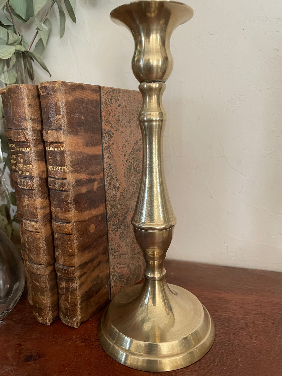 Set of three vintage brass candlesticks