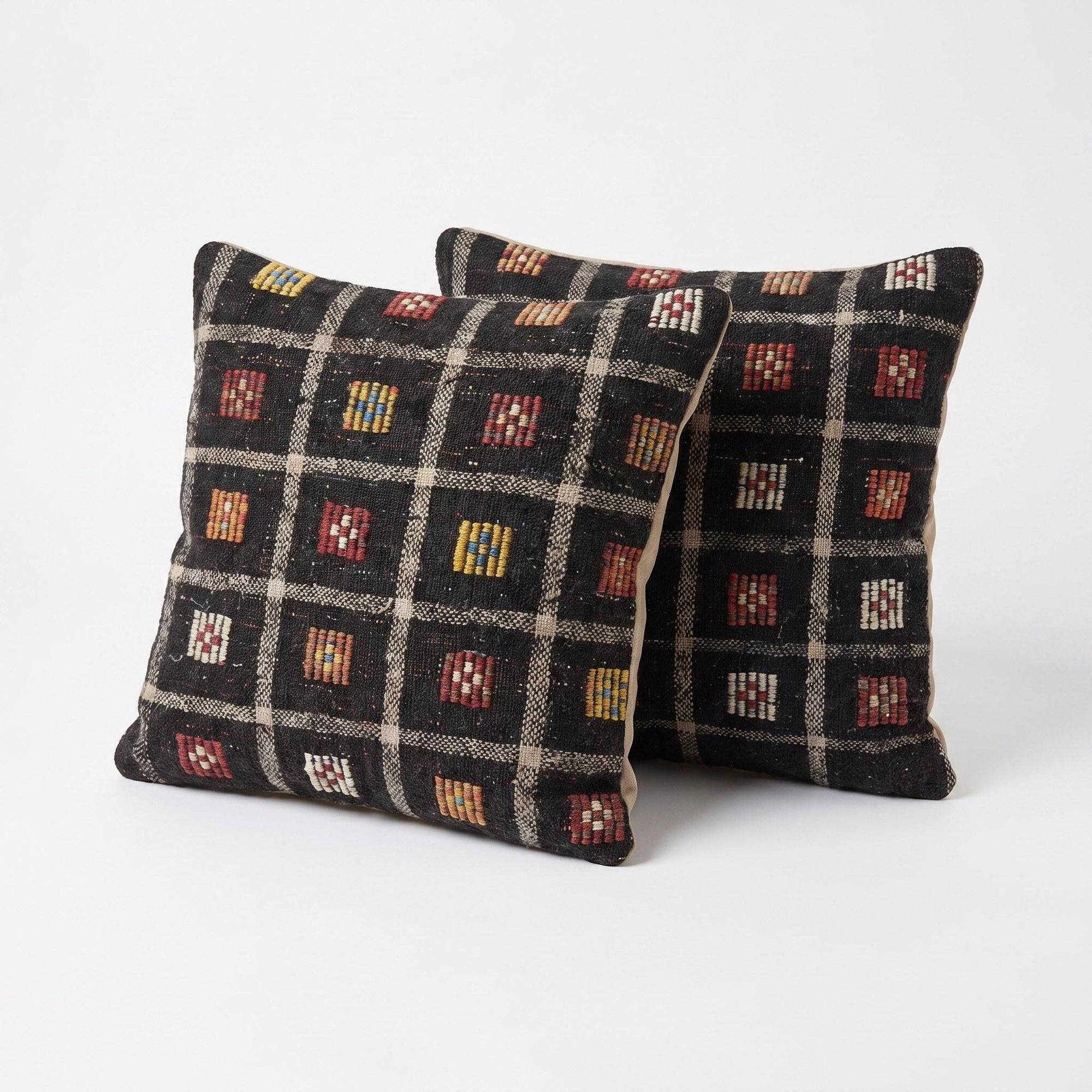 Set of 2 vintage kilim cushion covers 48x48 cm