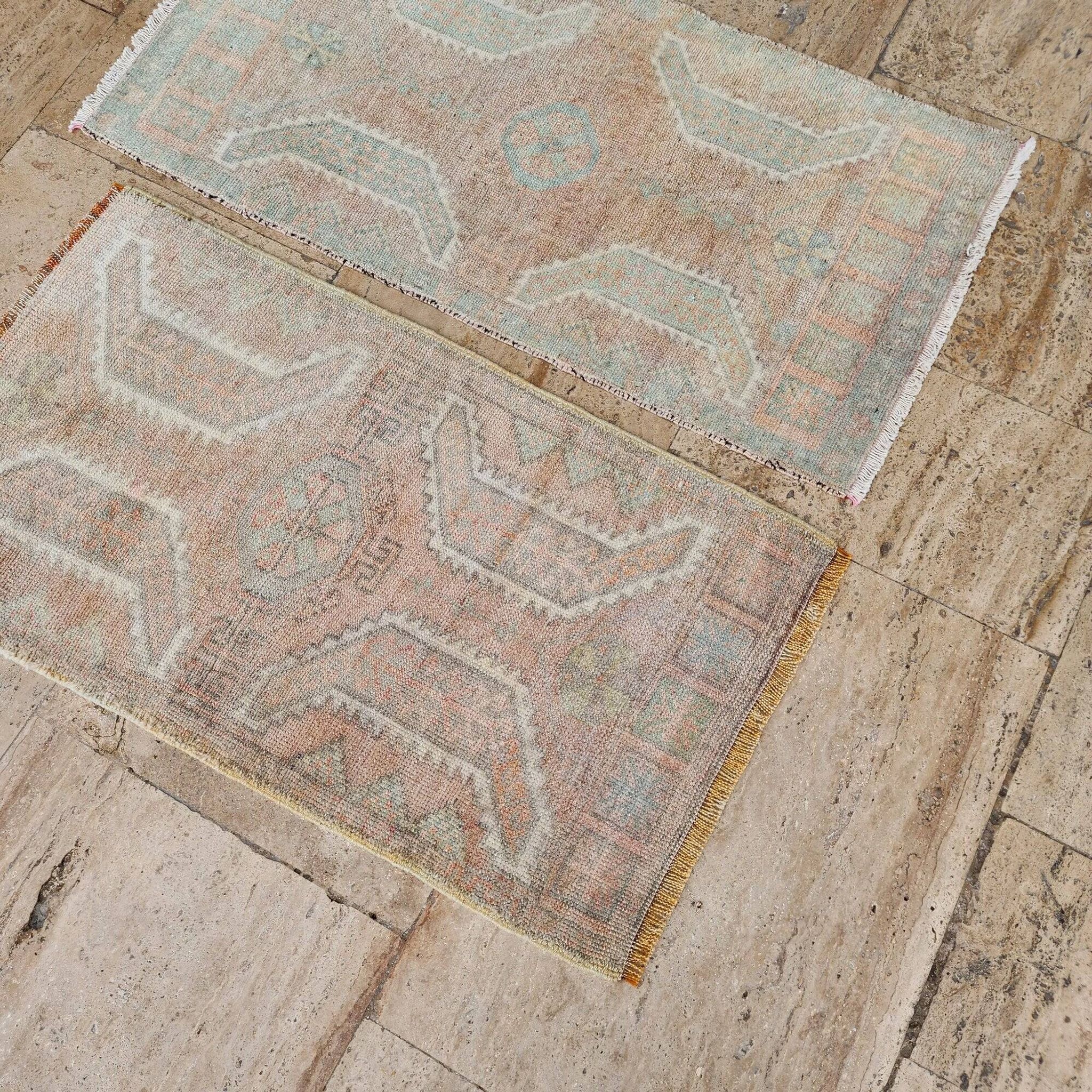 Set of 2 vintage handmade Turkish rugs 52x95 cm