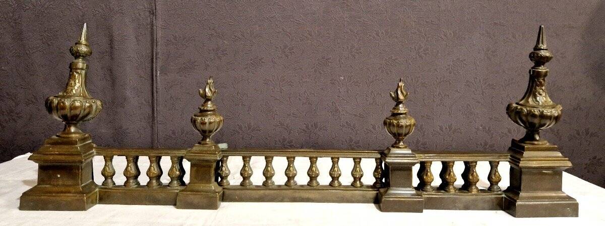 Barre de foyer/devant de cheminée en bronze XIXe