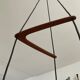Scandinavian Boomerang chandelier from the 60s in teak, metal and glass