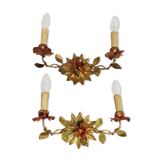 Golden forging sconces. Spain 1940s.