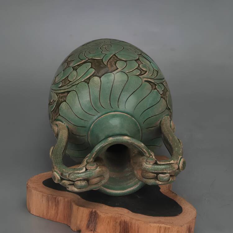 Antique Celadon Porcelain Vase with Floral Design, Ming Dynasty Vintage Vase