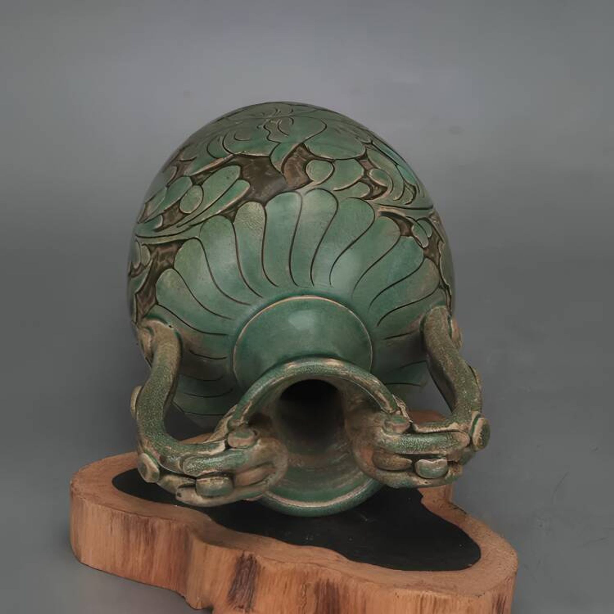 Antique Celadon Porcelain Vase with Floral Design, Ming Dynasty Vintage Vase