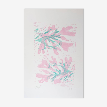 Illustration Turquoise Pinky Seaweed Splashes