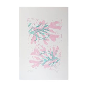 Illustration Turquoise Pinky Seaweed Splashes