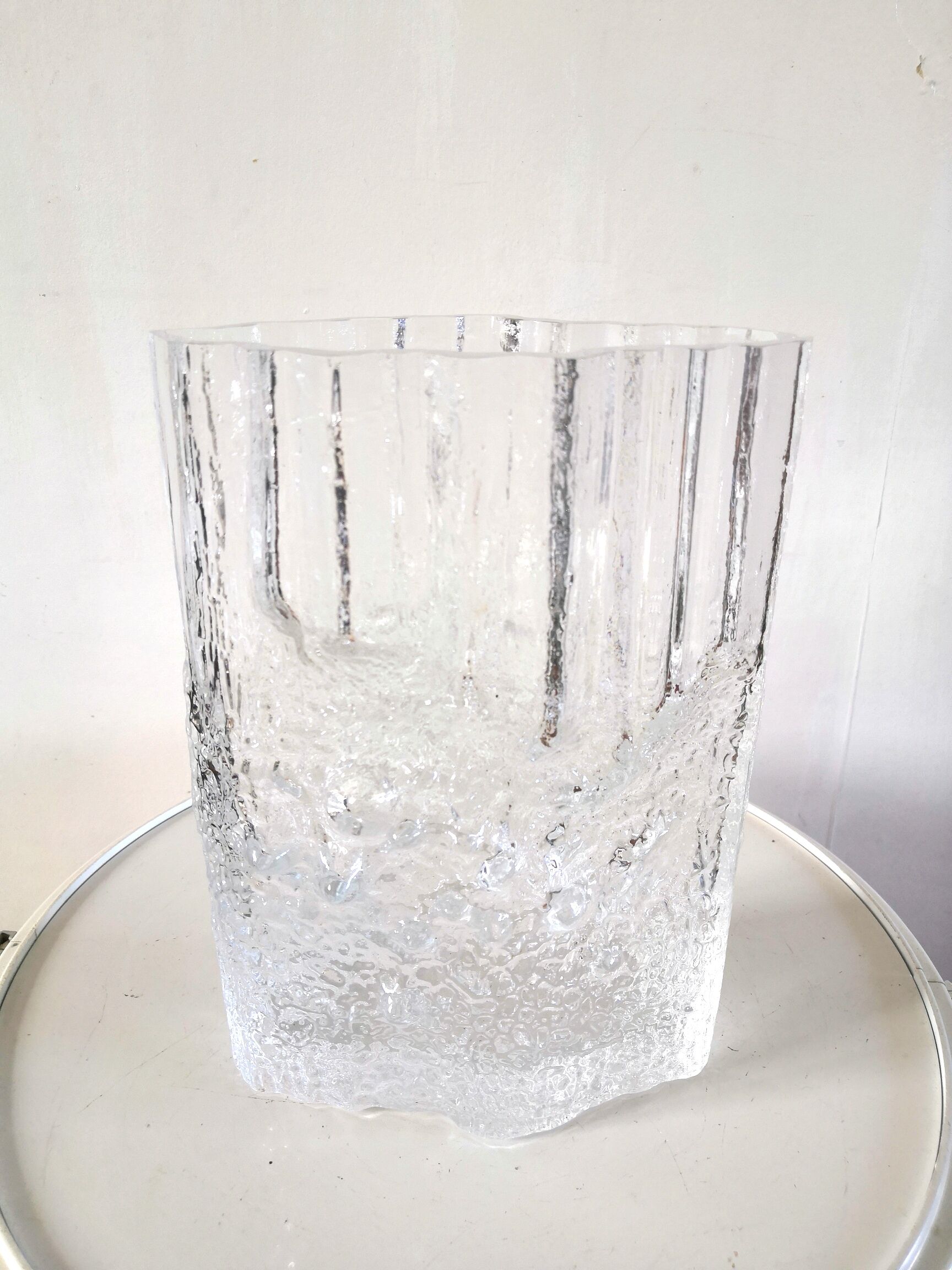 Vase en verre givré design Tapio Wirkkala pour Littala années 60 - 70