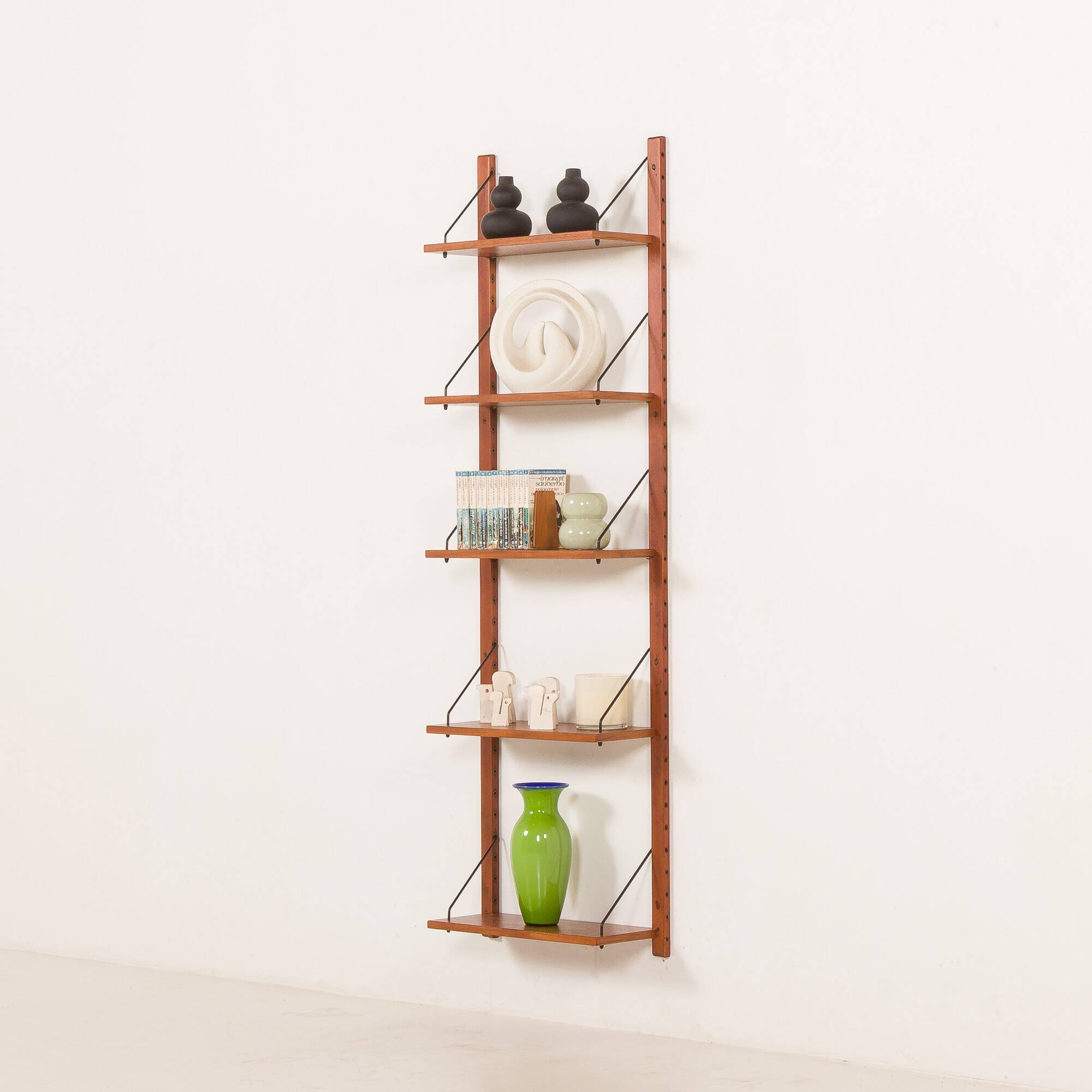 Mid century modern teak  upcycled shelving unit