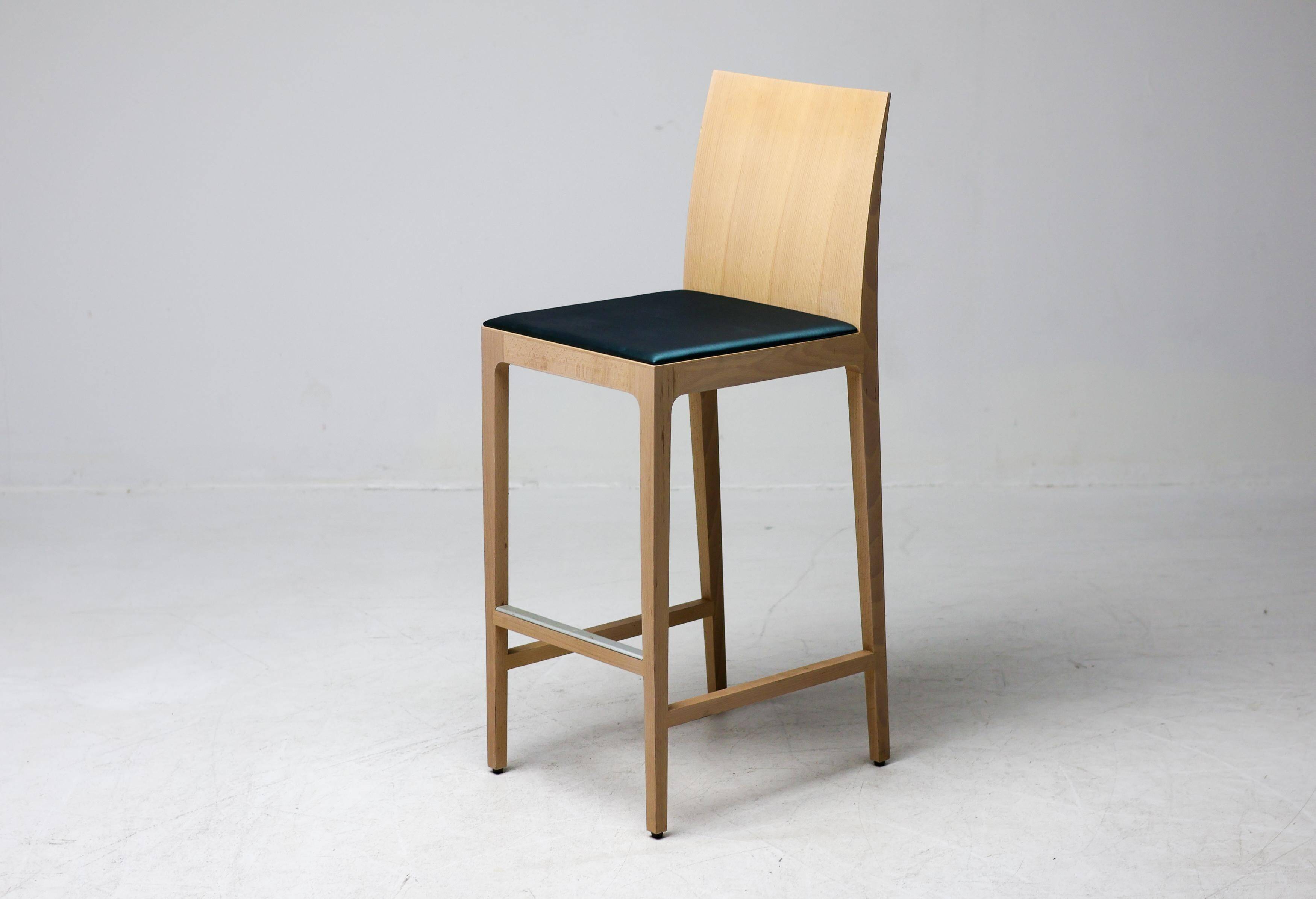 Set of six beech bar stools "Anna" by Crassevig, Italy, 1990s.