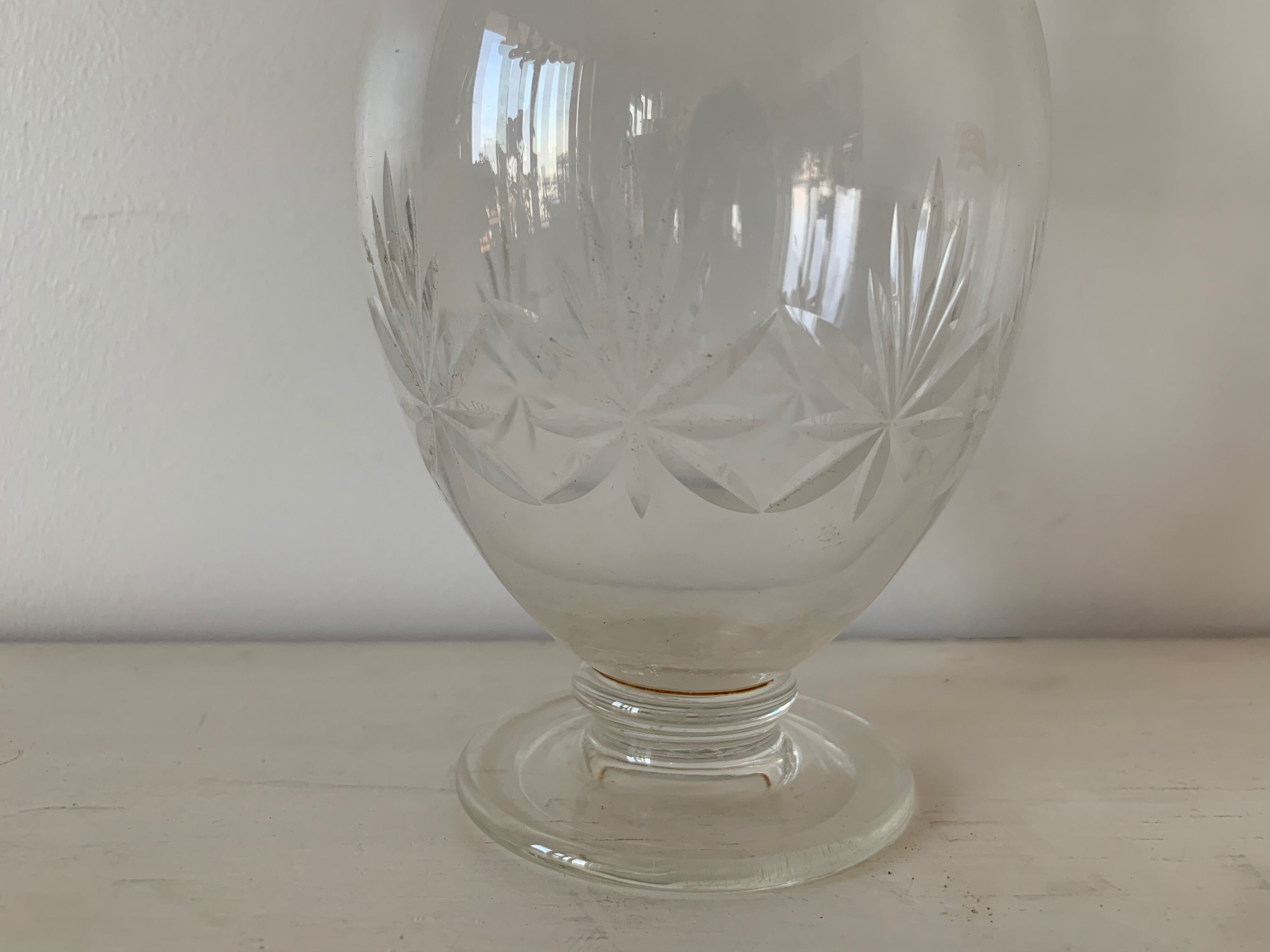 Old chiseled glass carafe