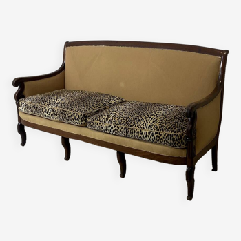 Louis Philippe bench in Leopard fabric