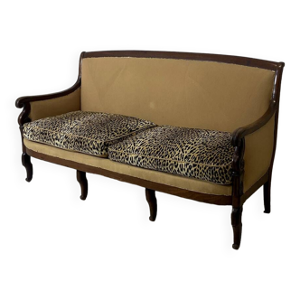 Louis Philippe bench in Leopard fabric