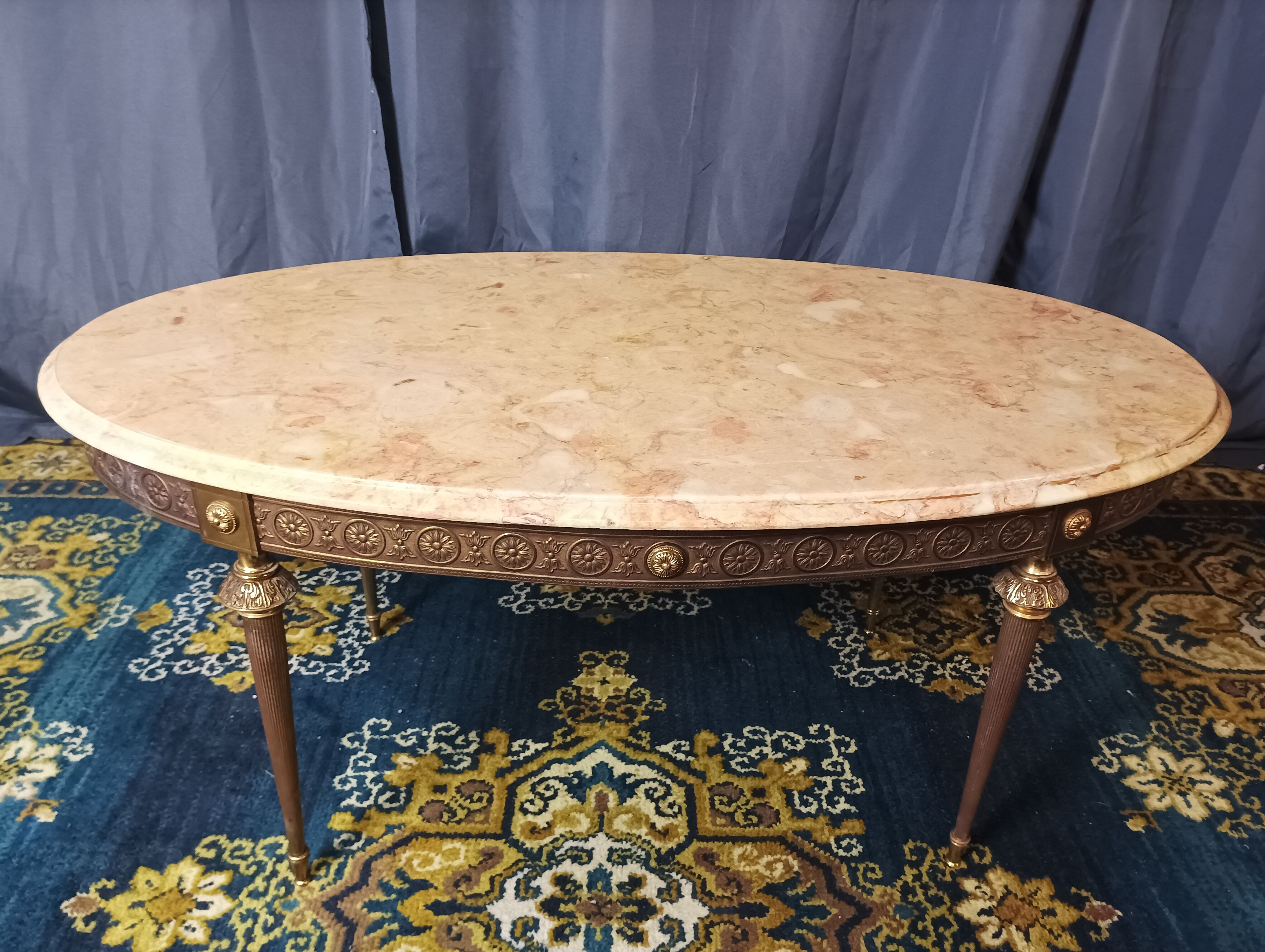 Coffee table in brass and marble 1960