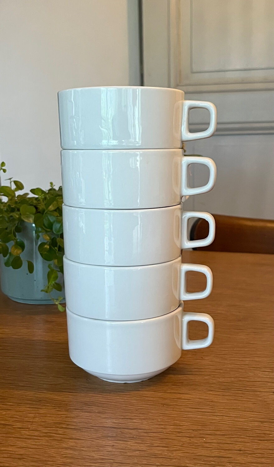 Stackable ceramic cups from Sarreguemines