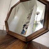 Antique octagonal wooden mirror