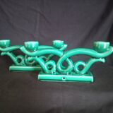 Pair of two-arm ceramic candle holders from Vallauris