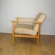 Vintage Loft armchair 70s light beige - velvet fabric - natural beech wood