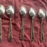 Set of 12 cutlery, 6 soup spoons and 6 forks in silver-plated metal, hallmark 84 and hallmark