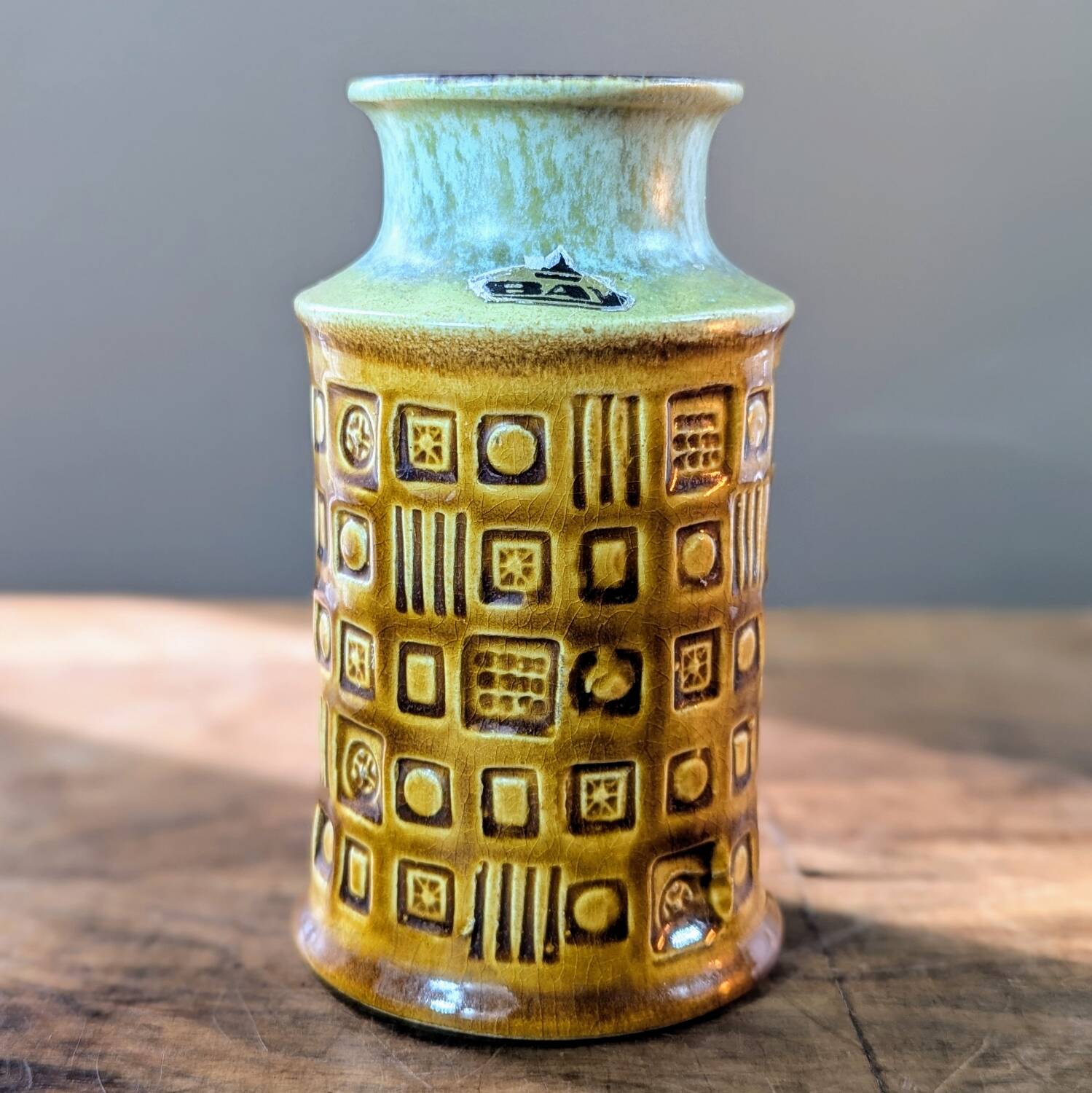 West Germany Bay 60-14 vase, vintage ceramic, geometric decoration