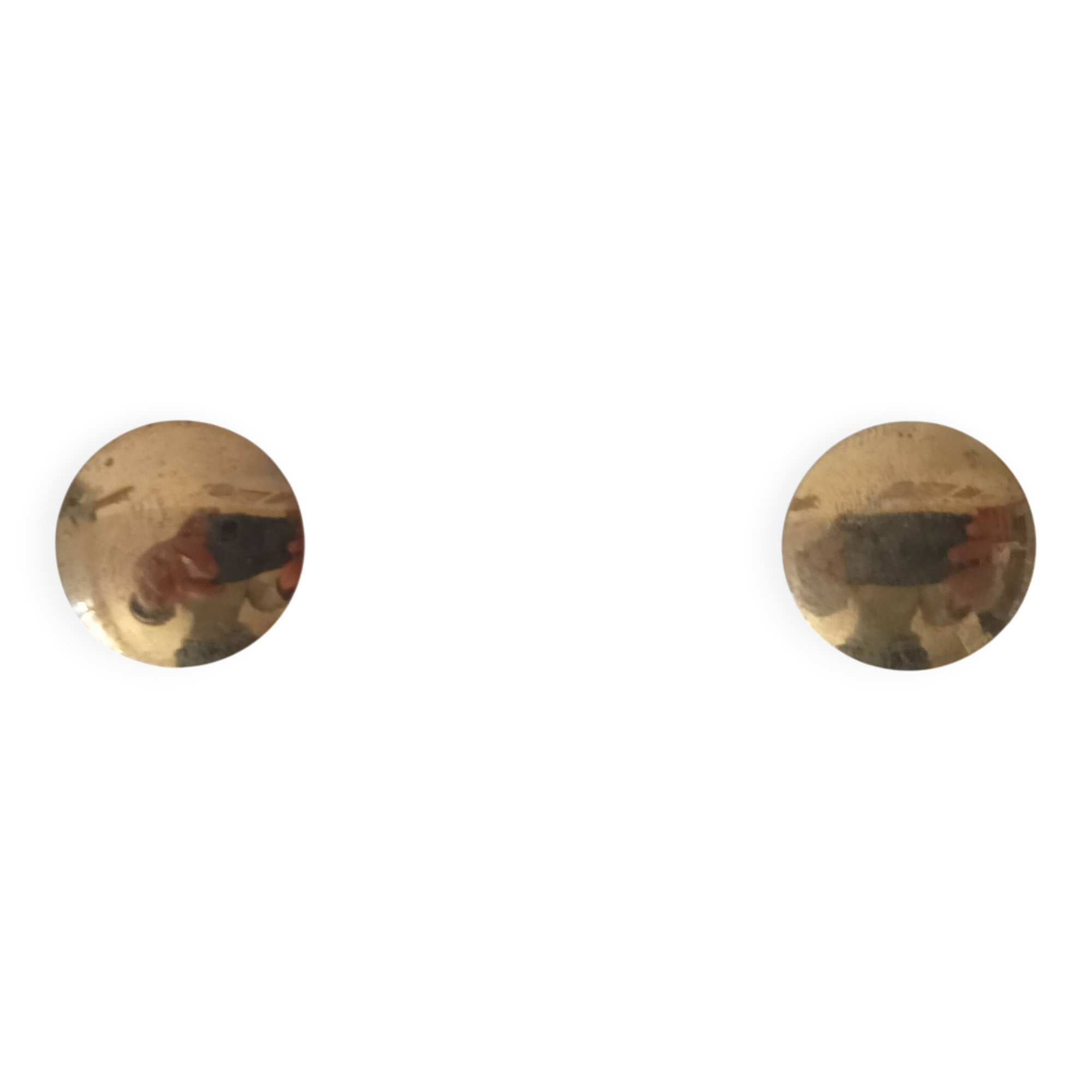 Pair of vintage brass "lens" knobs/furniture handles