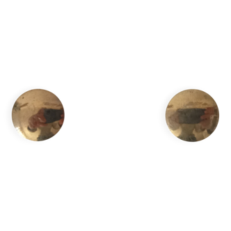 Paire de boutons "lentilles" poignées de meuble vintage en laiton doré