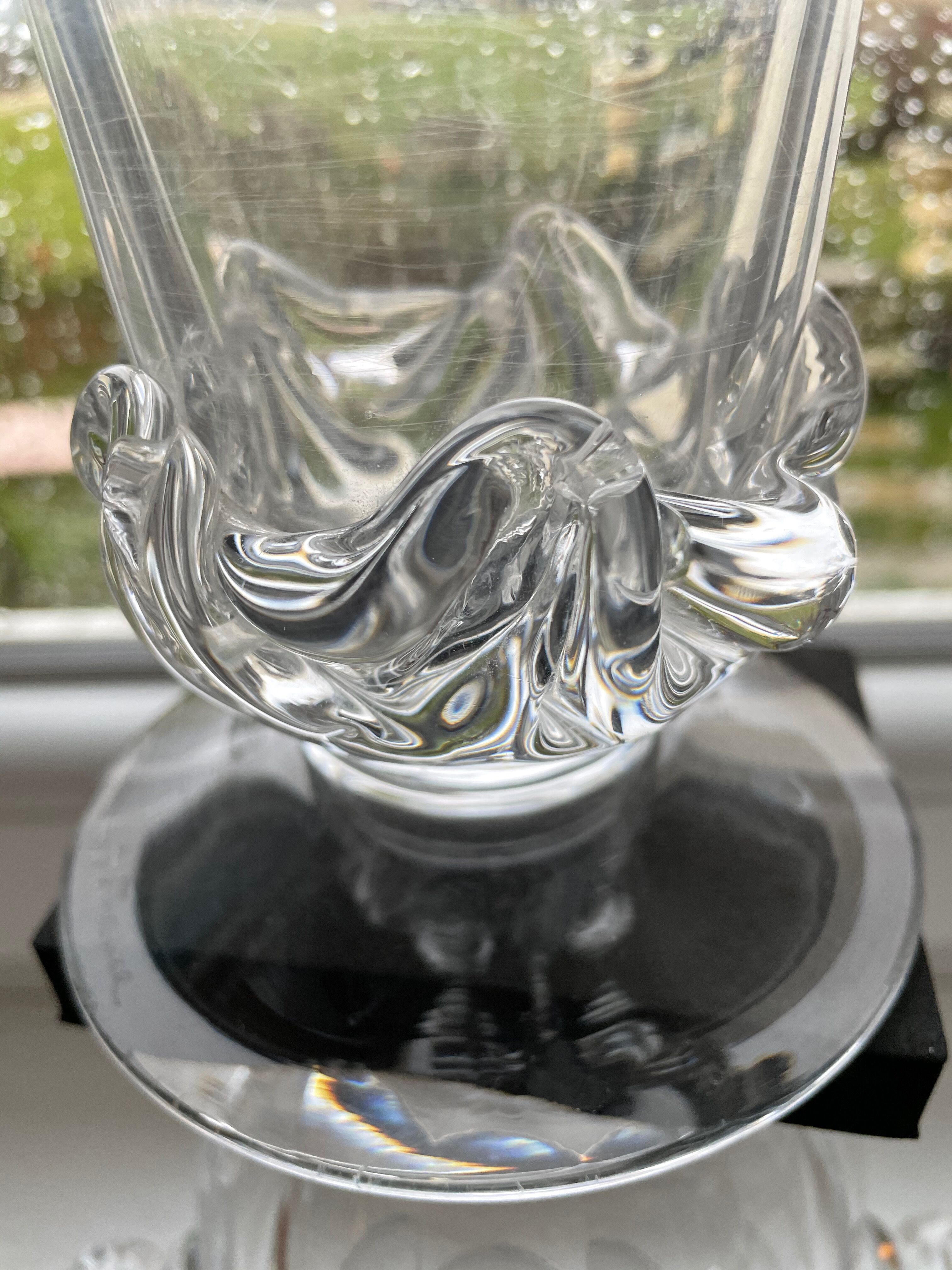 Daum vase, crystal blown and worked hot