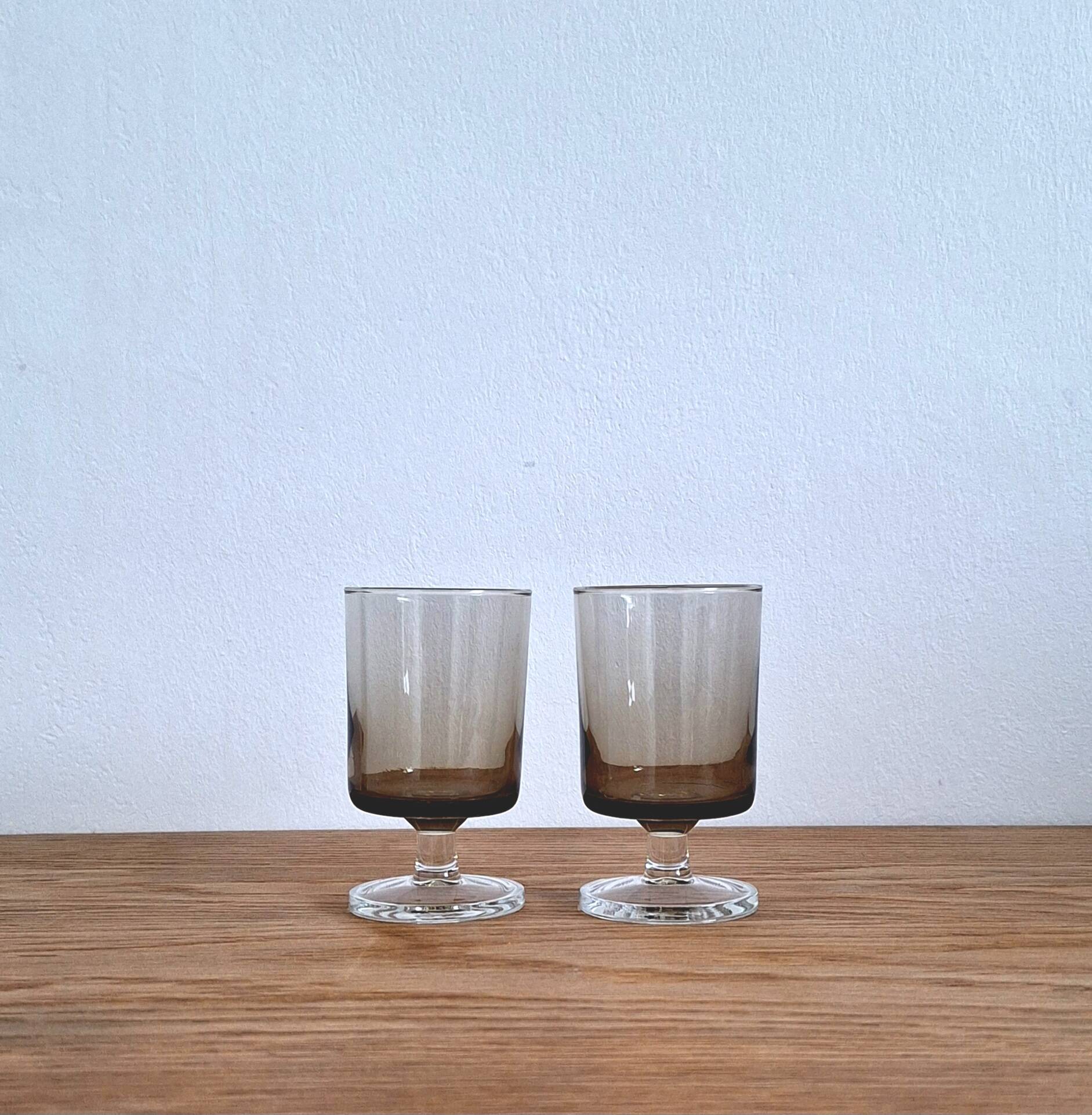 Smoked glass aperitif glass from the 70s