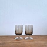 Verre apéritif en verre fumé années 70