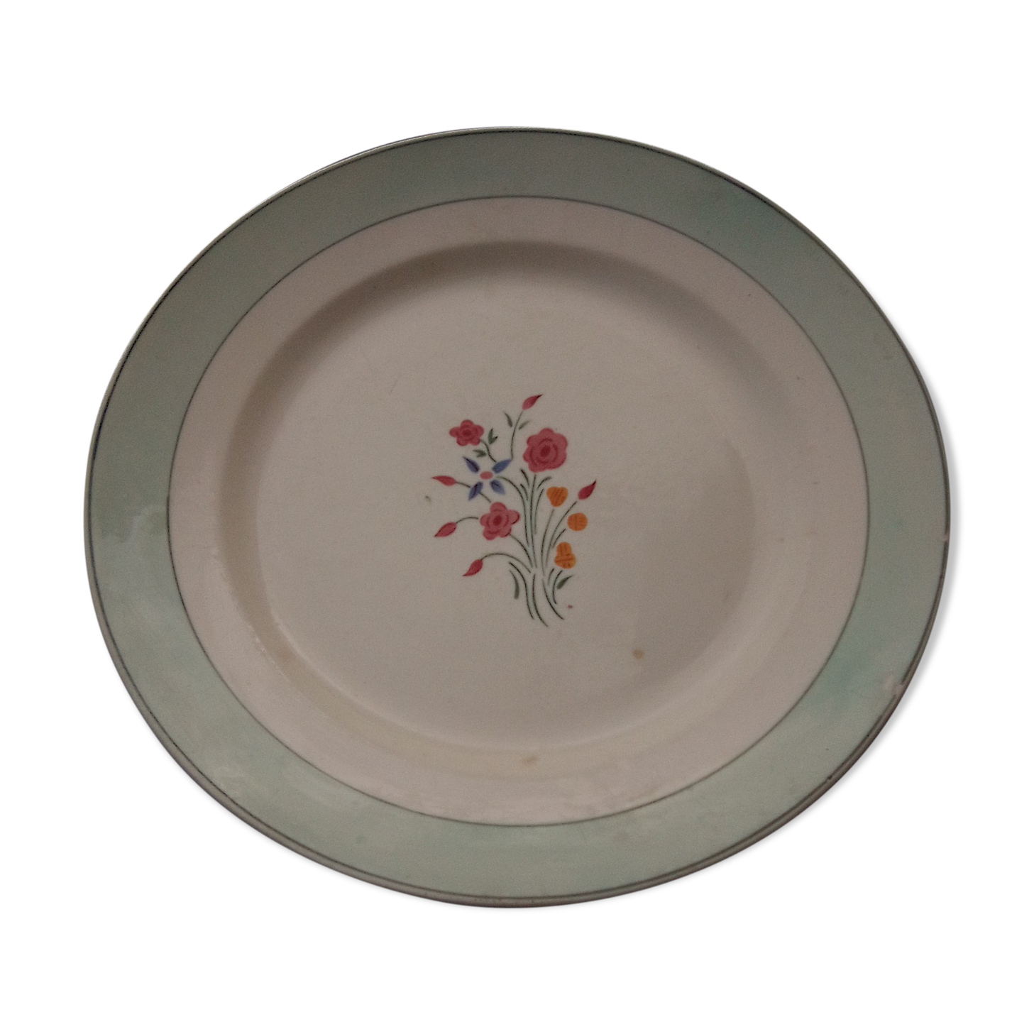 Round dish in earthenware HBCM Creil Montereau model Marlaine diam 30,5 cm