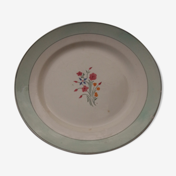 Round dish in earthenware HBCM Creil Montereau model Marlaine diam 30,5 cm
