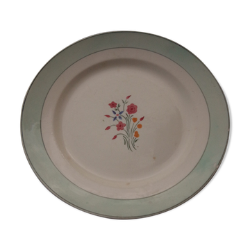 Round dish in earthenware HBCM Creil Montereau model Marlaine diam 30,5 cm