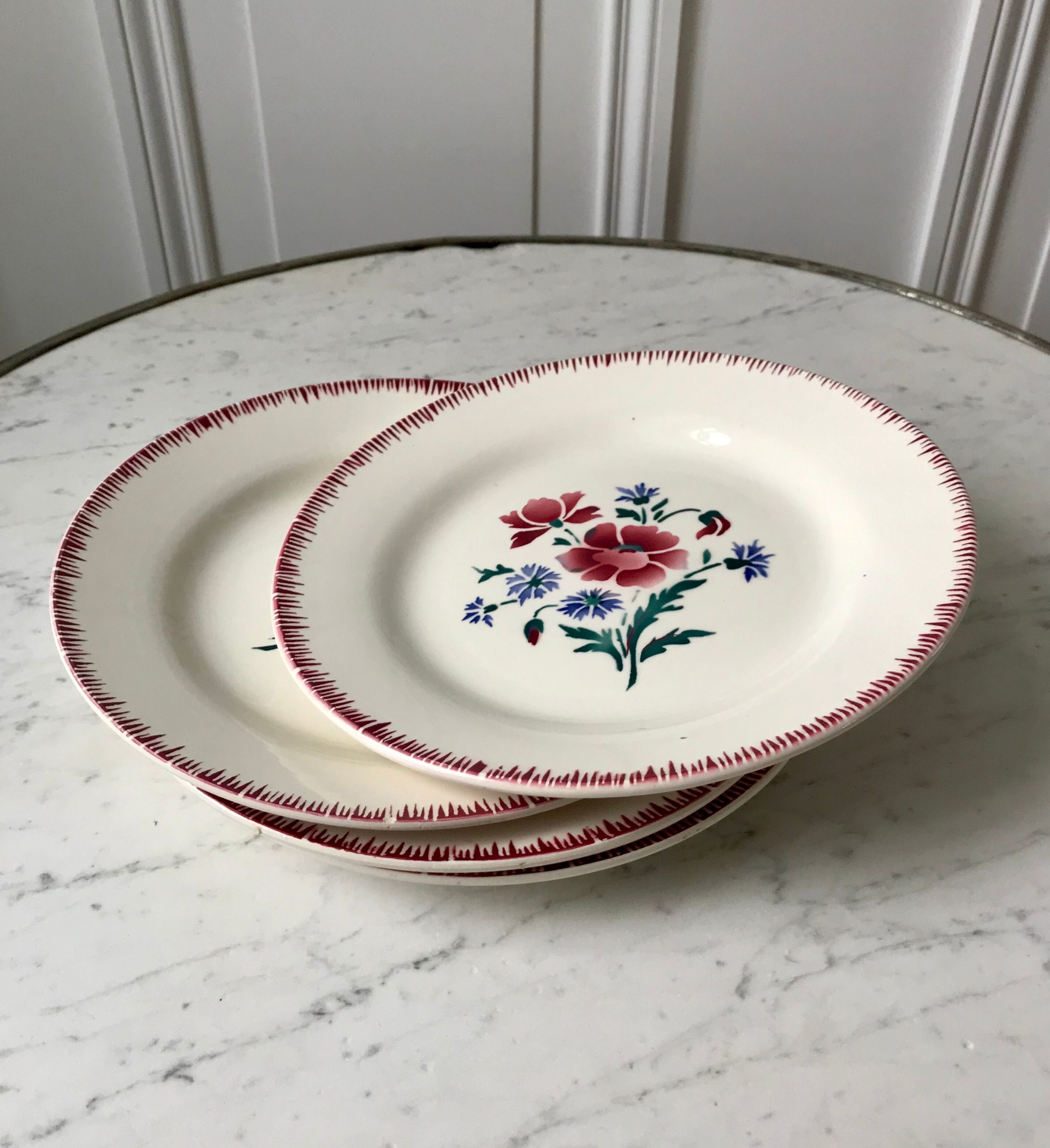 Lot of 4 dessert plates Digoin Sarreguemines model Prairial