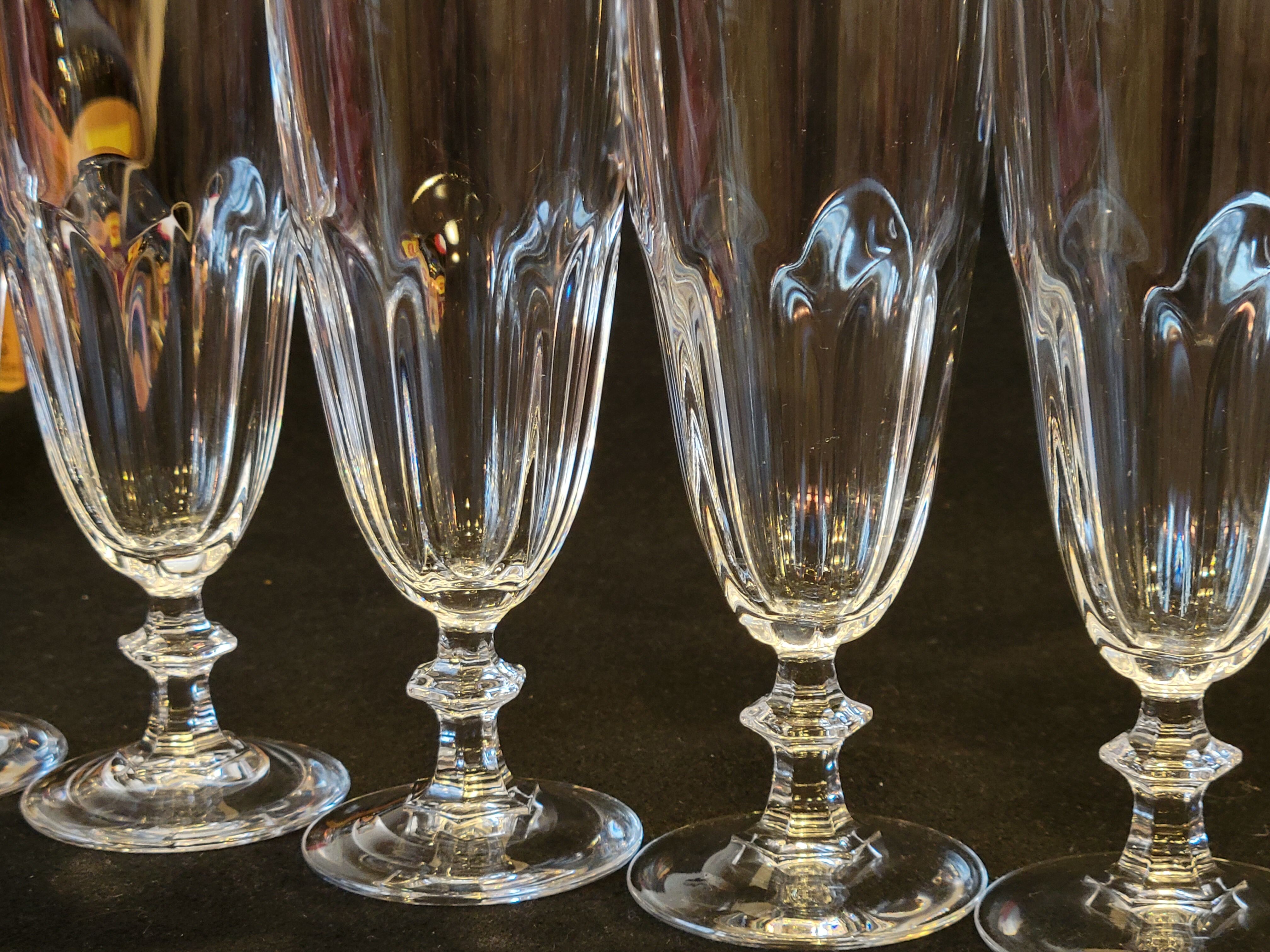 6 glasses champagne flutes Cristal d'Arques Rambouillet