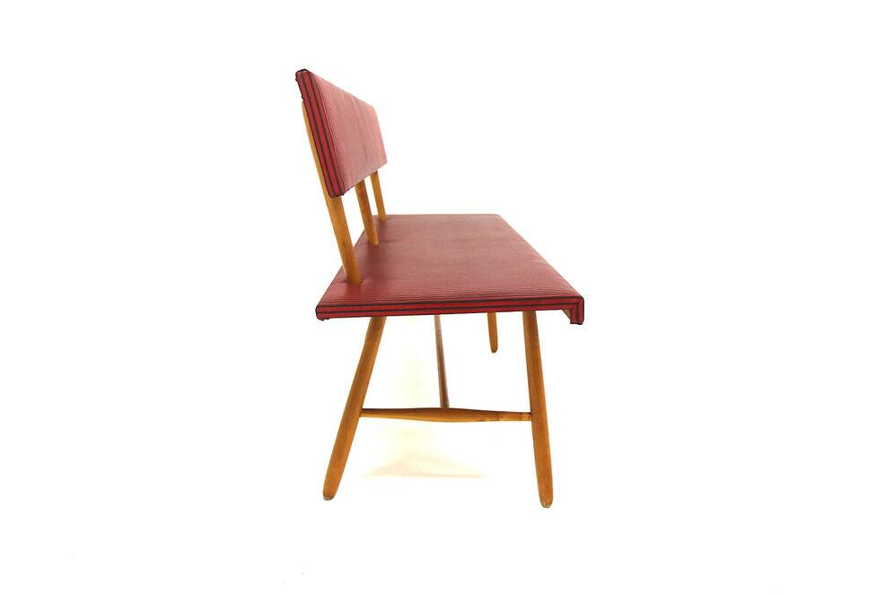Scandinavian bench in imitation leather, Sweden, 1950