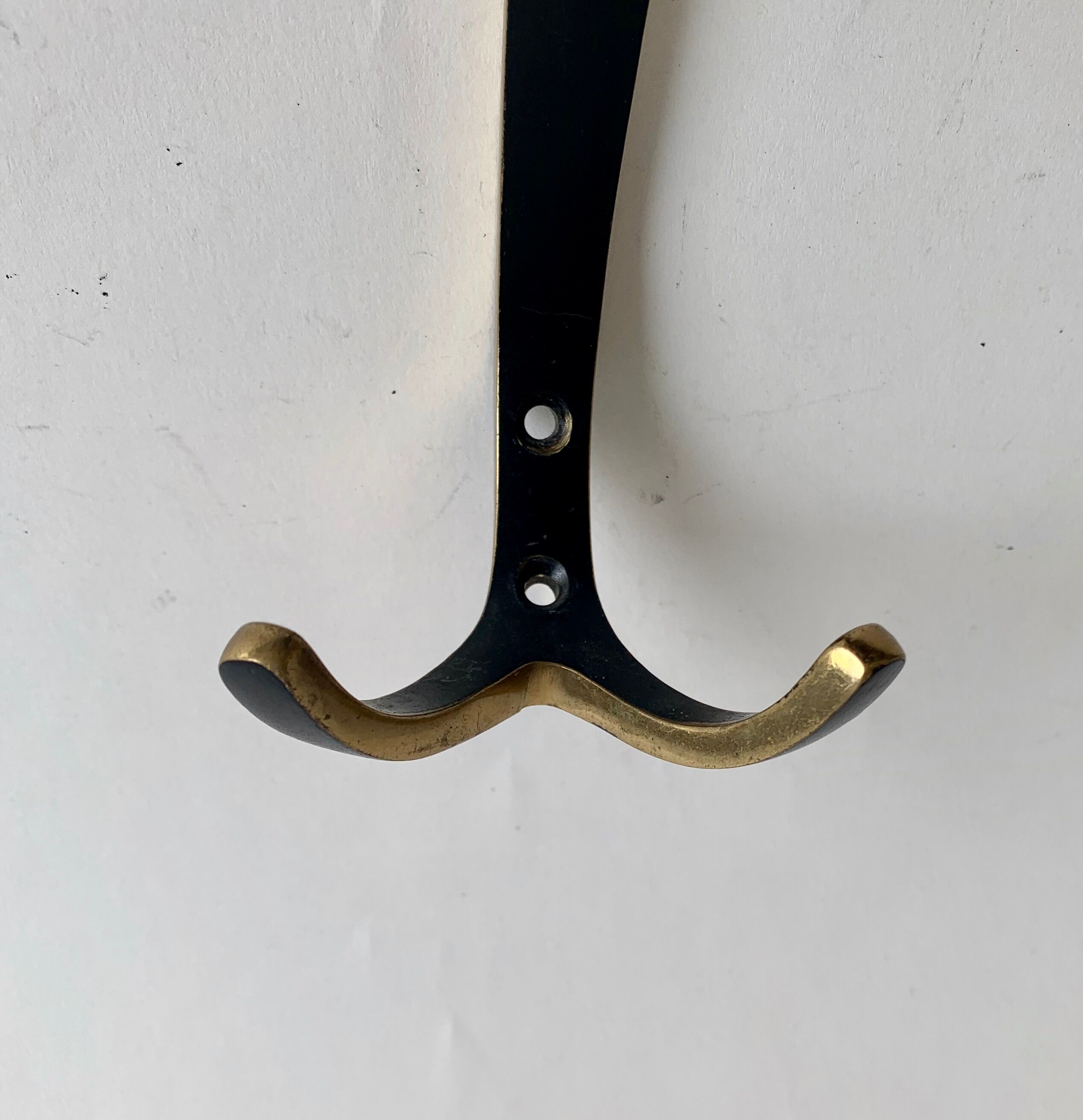 Brass wall coat hooks from Herta Baller, set of 5