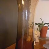 Blown glass vase, smoked, bubble from the 60s