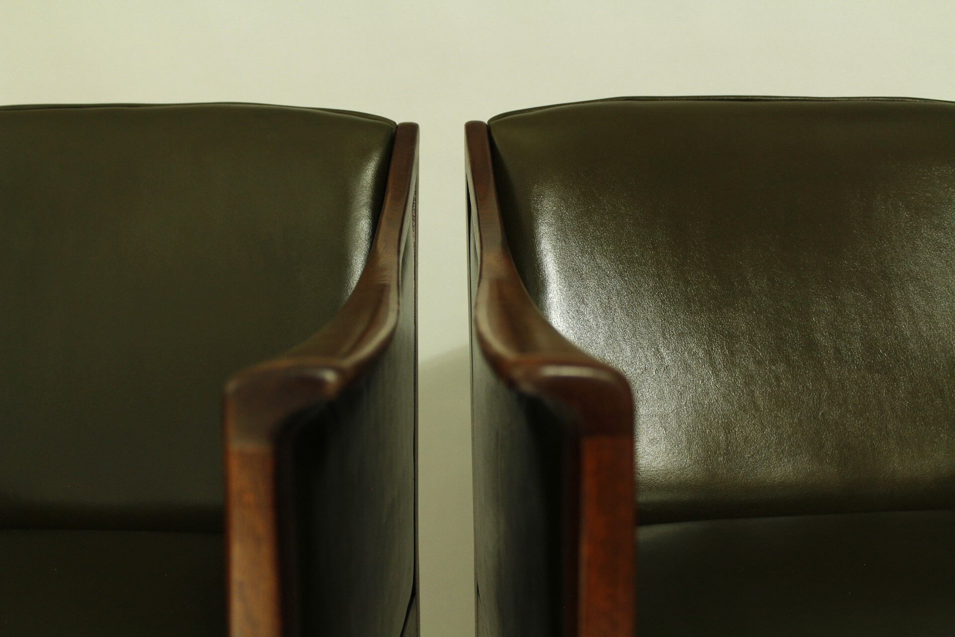 Pair of Leather Lounge Chairs by Ole Wanscher, 1950s
