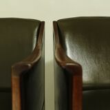 Pair of Leather Lounge Chairs by Ole Wanscher, 1950s
