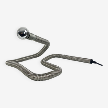 Lampe de table serpent minimaliste tube flexible cobra en métal chromé