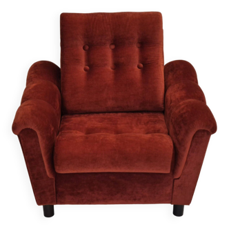 1980s, Danish relax armchair, brown/red furniture velour.