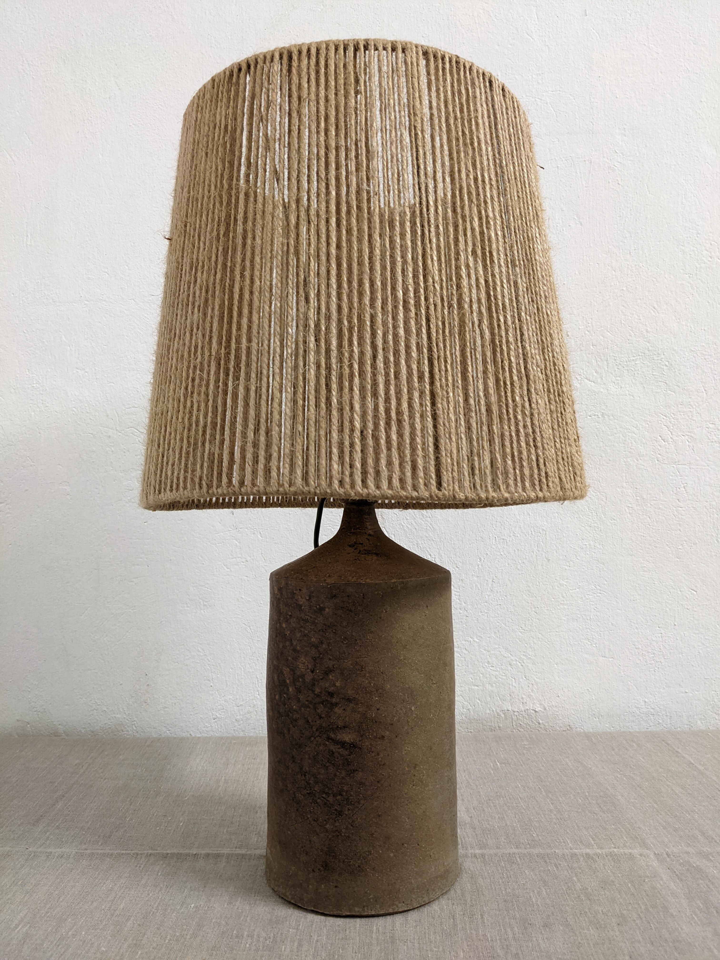 Vintage stoneware lamp and jute rope