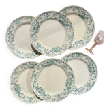 Set of 6 Antique Flat Plates "Figuig" Iron Earth – Longchamp 19th Century