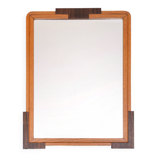 Miroir Art Déco néerlandais, cadre en chêne, École d'Amsterdam, années 1920 — Beyit