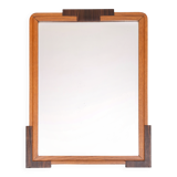 Dutch Art Deco Wall Mirror, Oak Frame, Amsterdamse School, 1920s